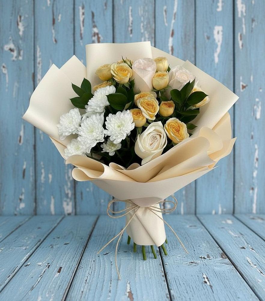 Букет цветов из: Розы и Хризантемы в Карабаново