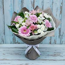 Букет цветов из:  Герберы, Альстромерии и Хризантемы в Карабаново