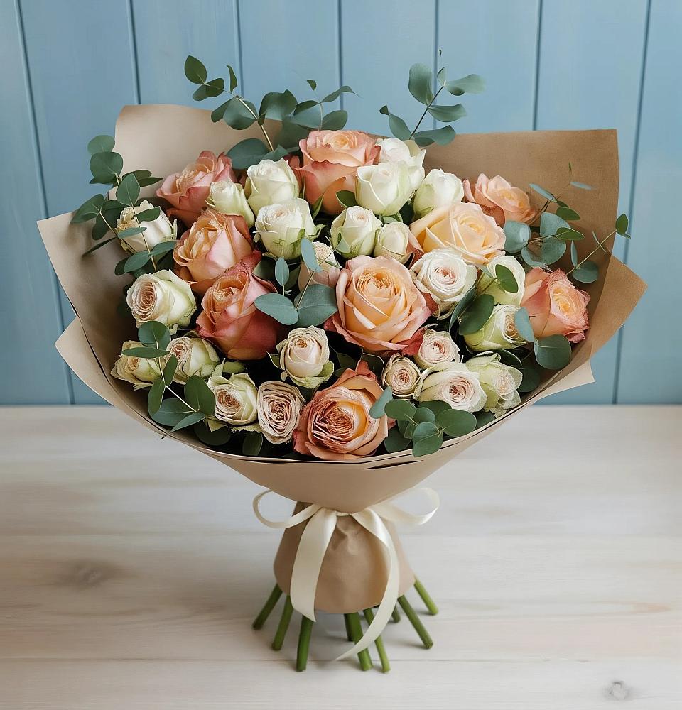 Букет цветов из: Альстромерии и Розы в Карабаново