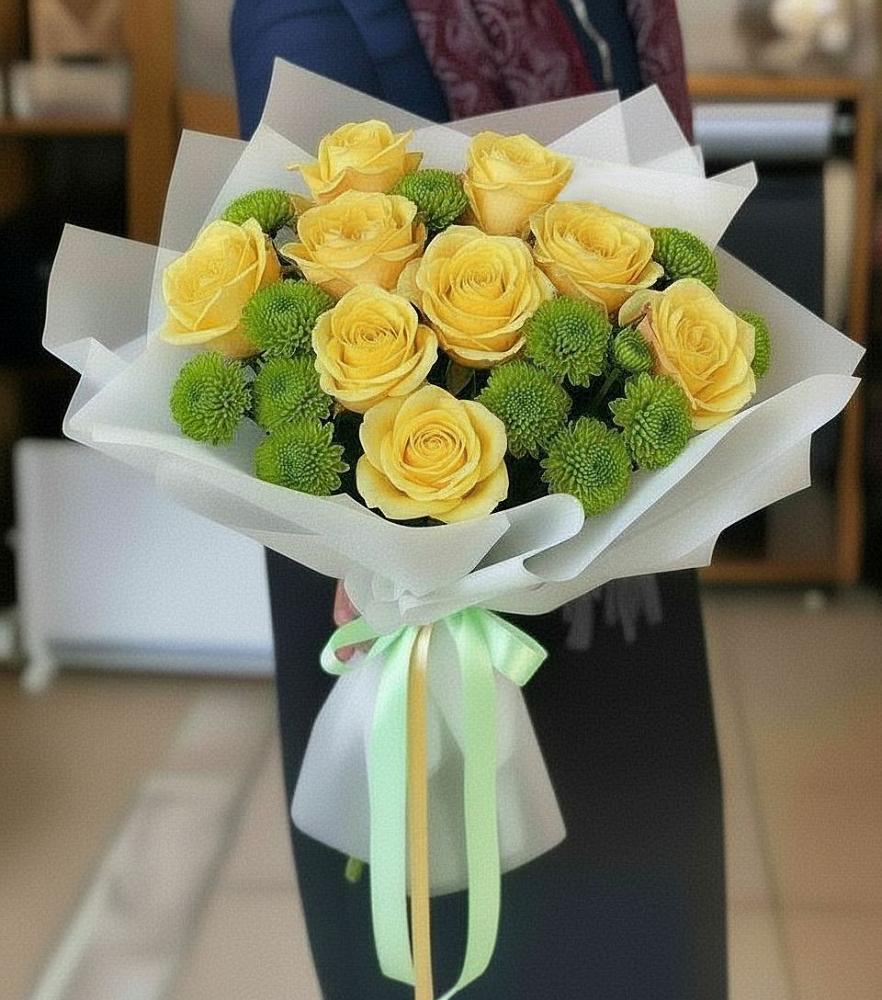 Букет цветов из: Хризантемы и Розы в Карабаново