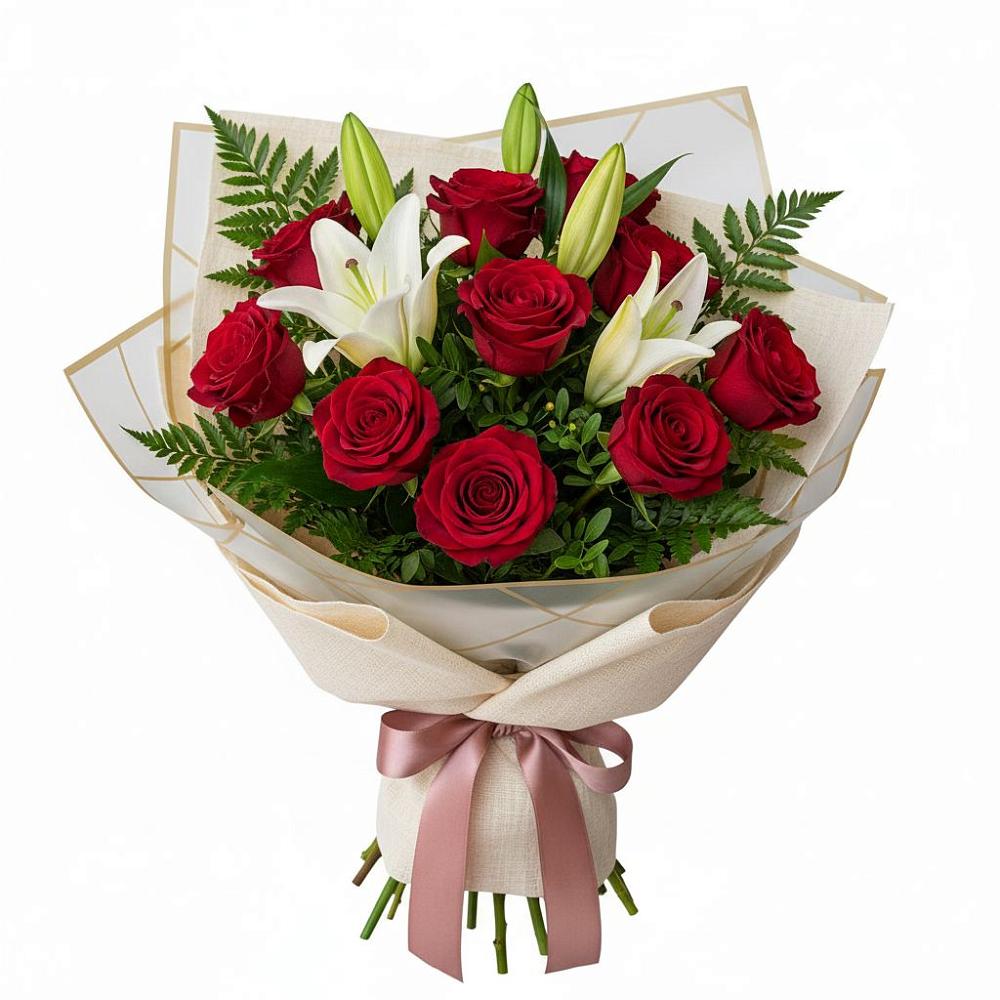 Букет цветов из: Лилии и Розы в Карабаново