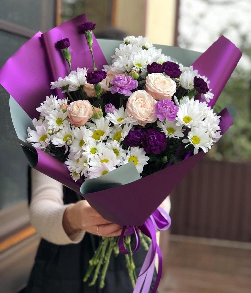 Букет цветов из: Хризантемы, Гвоздики и Розы в Карабаново