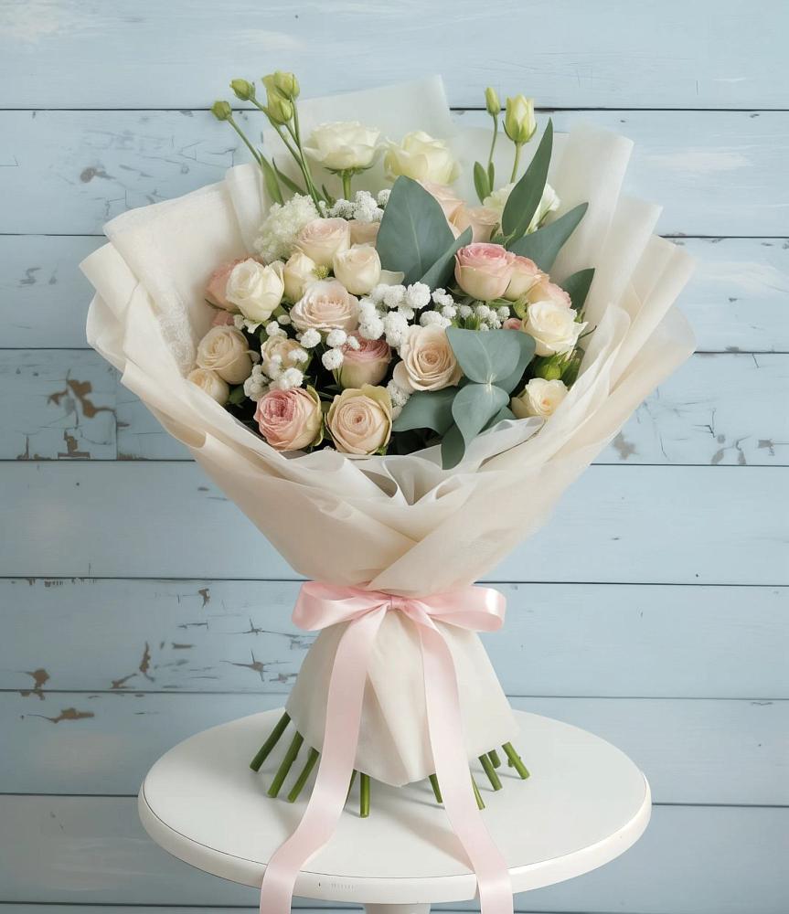 Букет цветов из: Розы и Лизиантусы в Карабаново