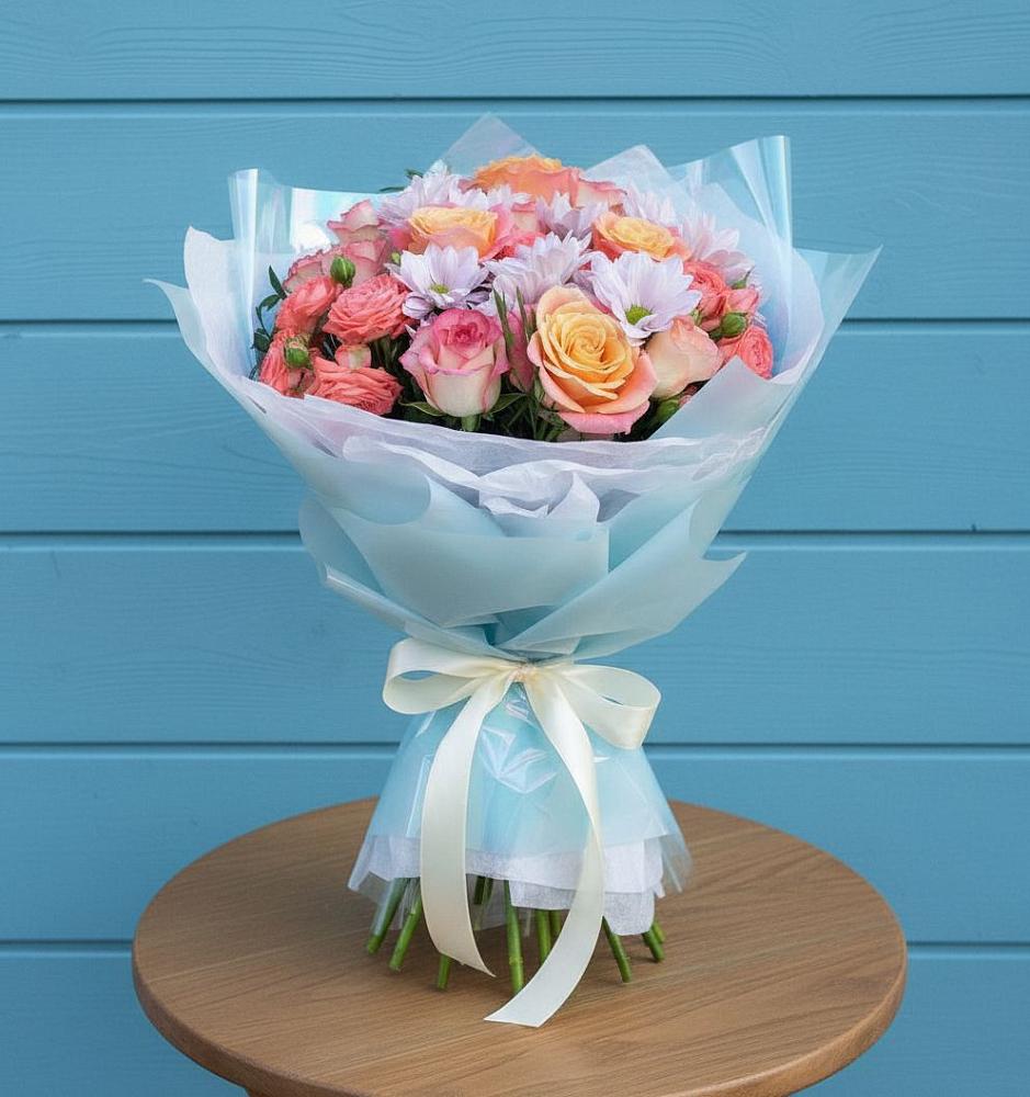 Букет цветов из: Хризантемы и Розы в Карабаново