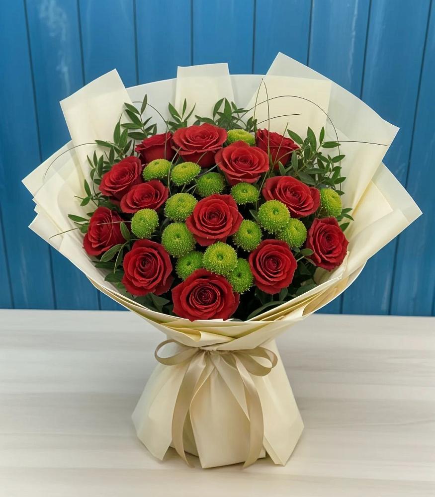 Букет цветов из: Розы и Хризантемы в Карабаново